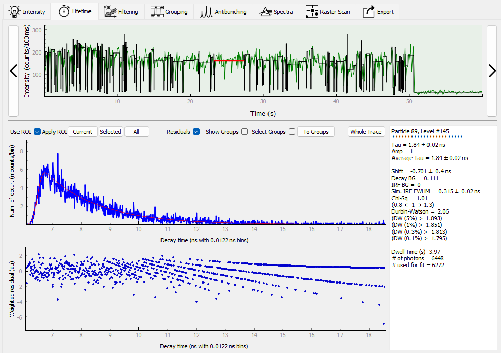Lifetime tab in the GUI