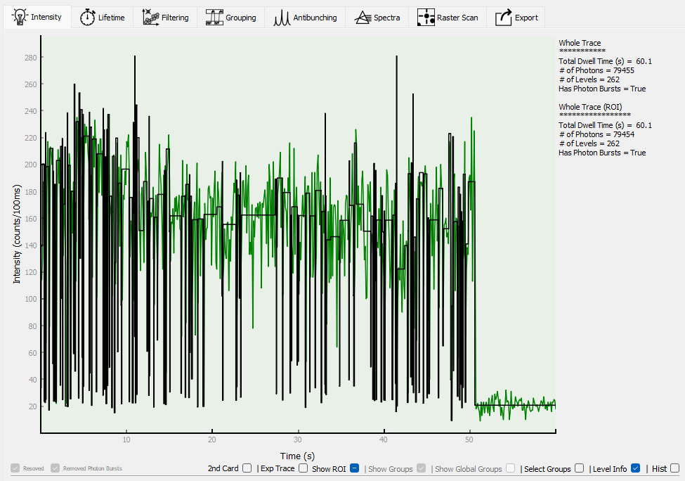 Whole trace info display