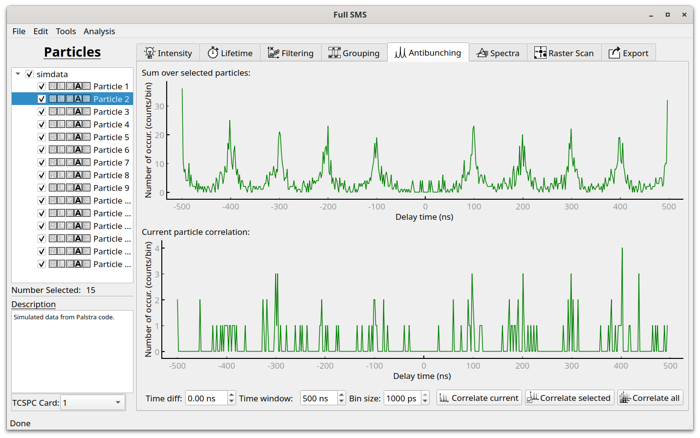 Antibunching tab in the GUI