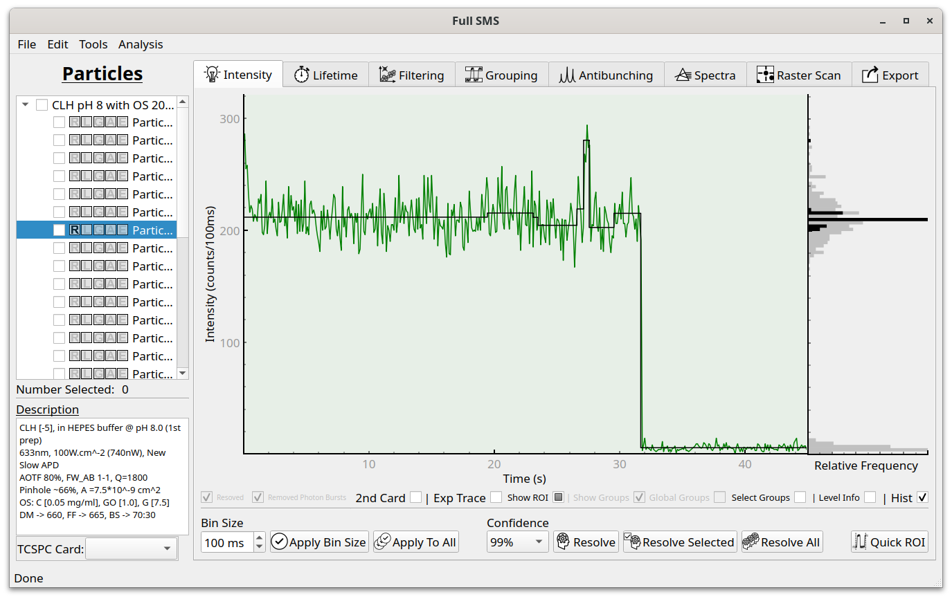 Filtering tab in the GUI