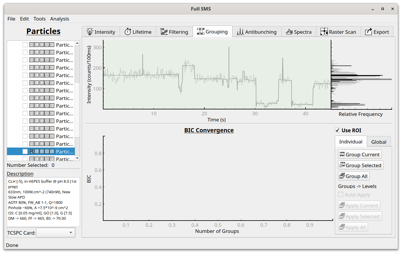 Intensity tab in the GUI